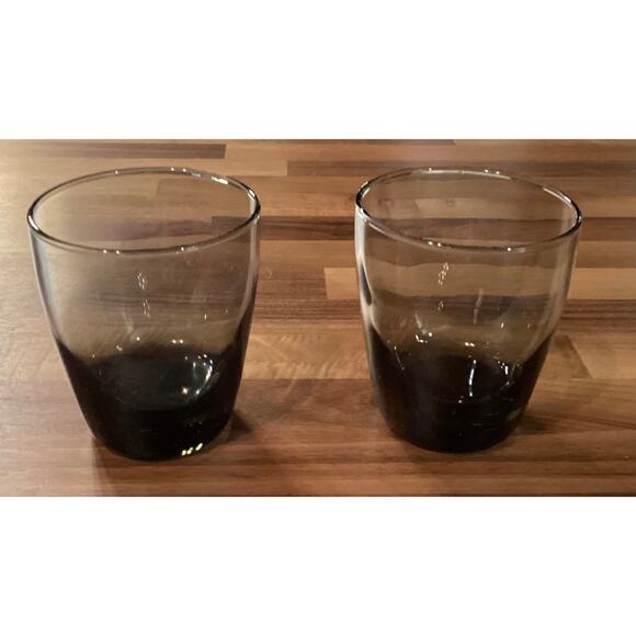Set of 2 Vintage Libbey Smoke Gray 14 oz Glass Tumblers Weighted Bottom 4” - Picture 4 of 11